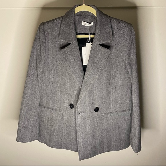 NWT ANINE BING Gray Herringbone Becky Blazer Small S - Picture 4 of 9